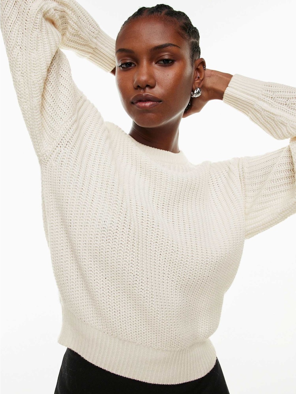 Wilfred Aritzia Cream Mock Neck Knit Sweater Size XS Cozy Fall/winter wear